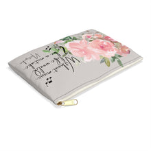 Shabby Chic Musical Quote Accessory Pouch - Watercolor Floral/Cashmere
