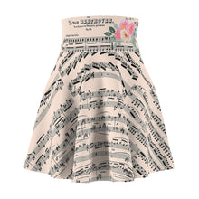 Beethoven Music Recital Women's Skirt, Vintage Sheet Music, Watercolor Floral