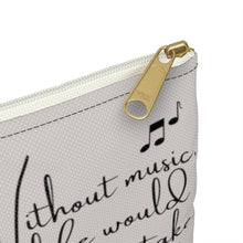 Shabby Chic Musical Quote Accessory Pouch - Full Back Watercolor Floral/Cashmere
